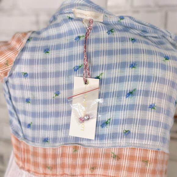 Love Shack Fancy Romantic Cottage Core Plaid Midi Puff Sleeve Ruffle Dress 8 - Picture 10 of 13